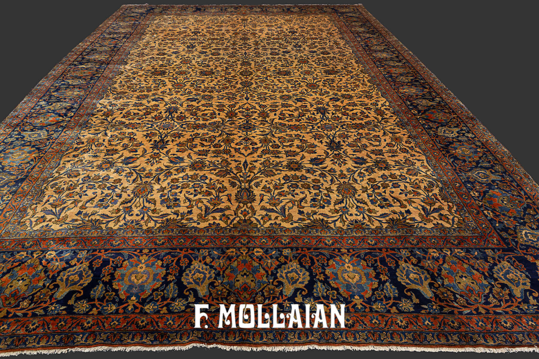 All-over Antique Persian Kashan Kurk Over-size Carpet n°:70729208